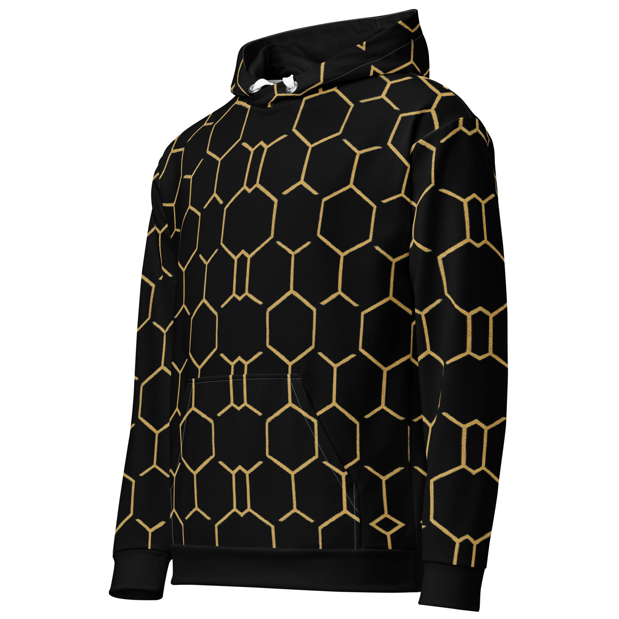 TALISHÉN: Steel Spine Hex Pattern – Unisex Hoodie – Black & Gold - Image 5