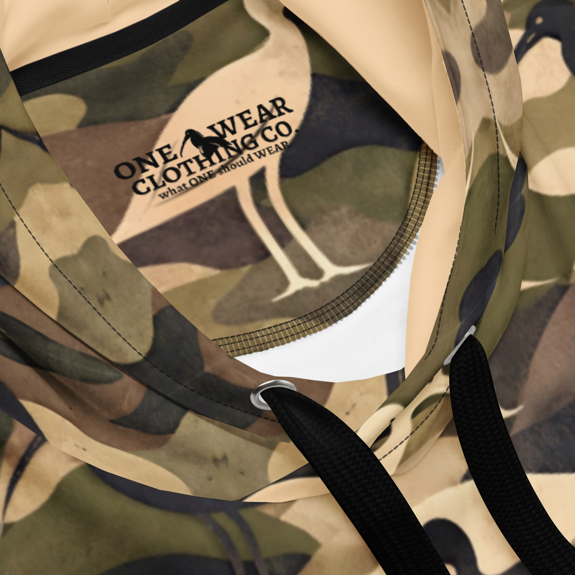 Modern Camouflage Ibis – Unisex Hoodie – Olive, Khaki & Black - Image 2