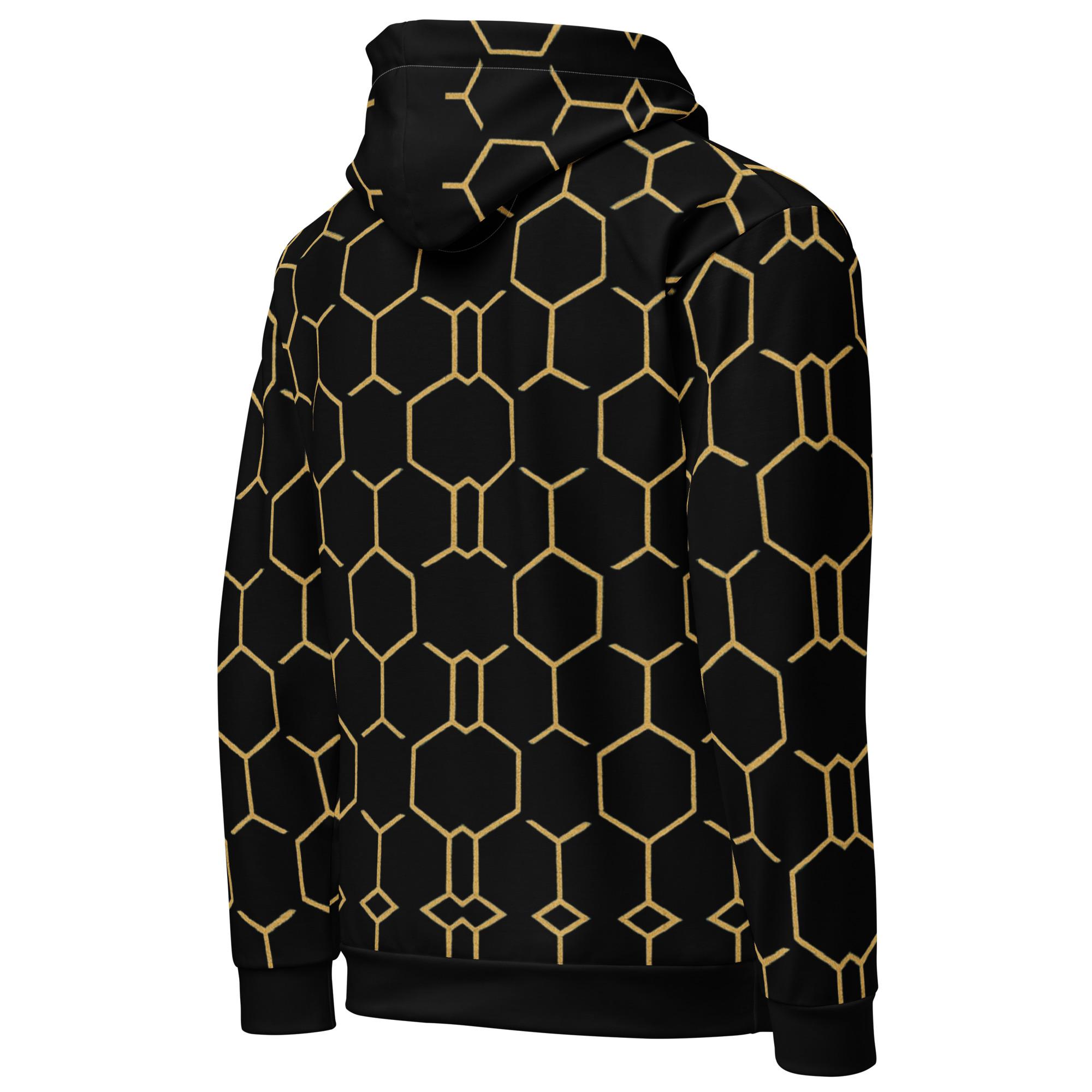 TALISHÉN: Steel Spine Hex Pattern – Unisex Hoodie – Black & Gold - Image 7