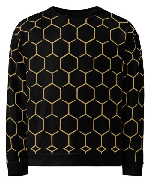 TALISHÉN: Steel Spine Hex Pattern – Unisex Sweatshirt – Black & Gold