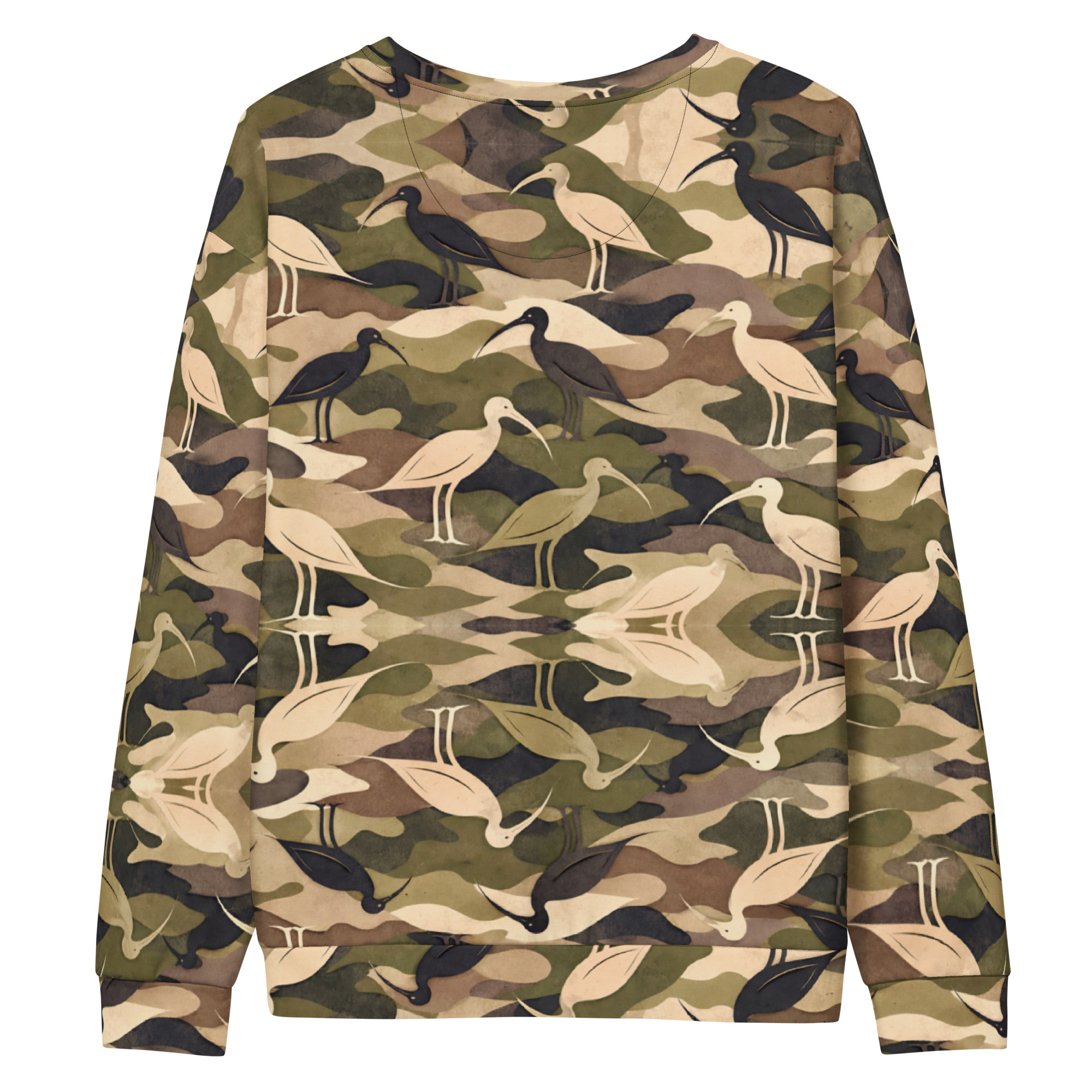 Modern Camouflage Ibis – Unisex cotton sweatshirt – Olive, Khaki & Black - Image 5