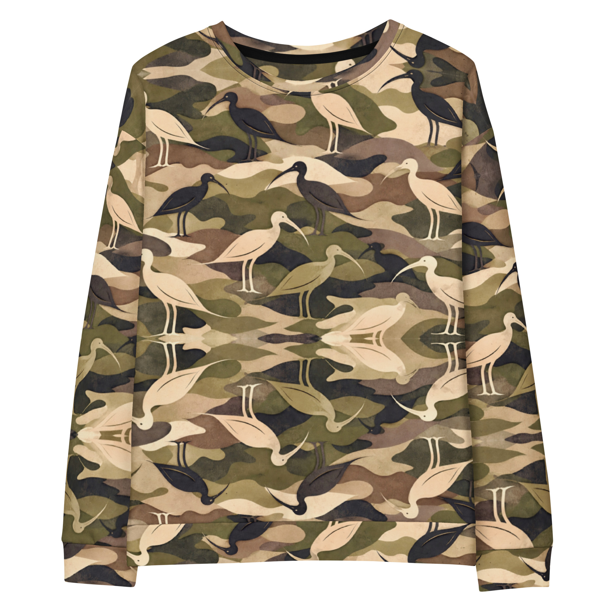 Modern Camouflage Ibis – Unisex cotton sweatshirt – Olive, Khaki & Black
