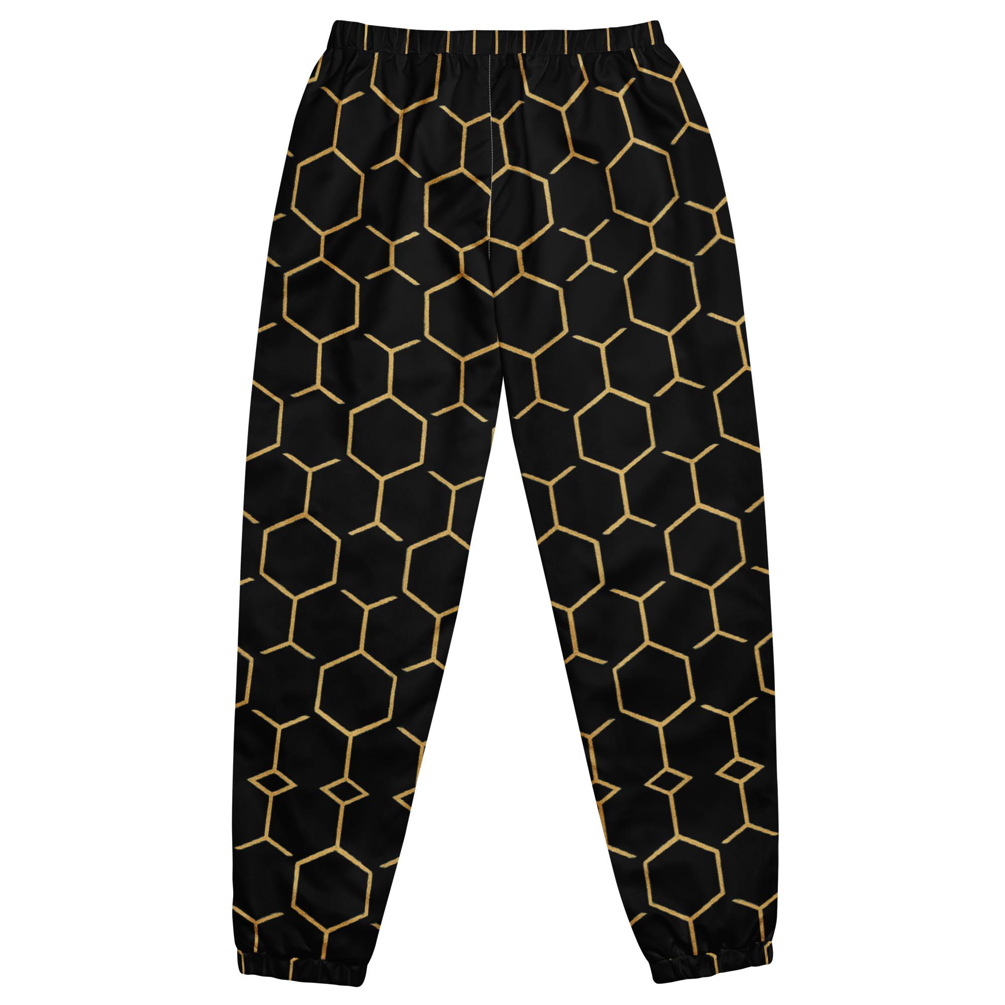 TALISHÉN: Steel Spine Hex Pattern – Unisex track pants – Black & Gold