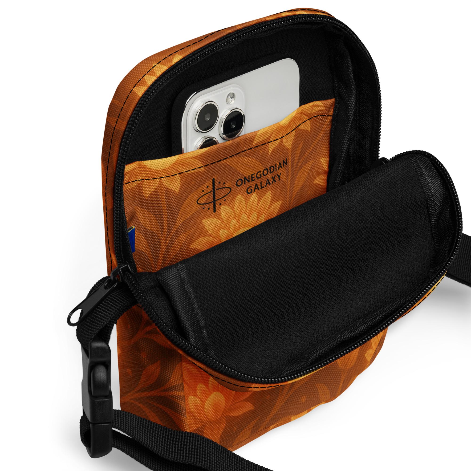 DIMUONEL™: Lunar Grace Petal™ – Utility crossbody bag – Bronze & Yellow - Image 4