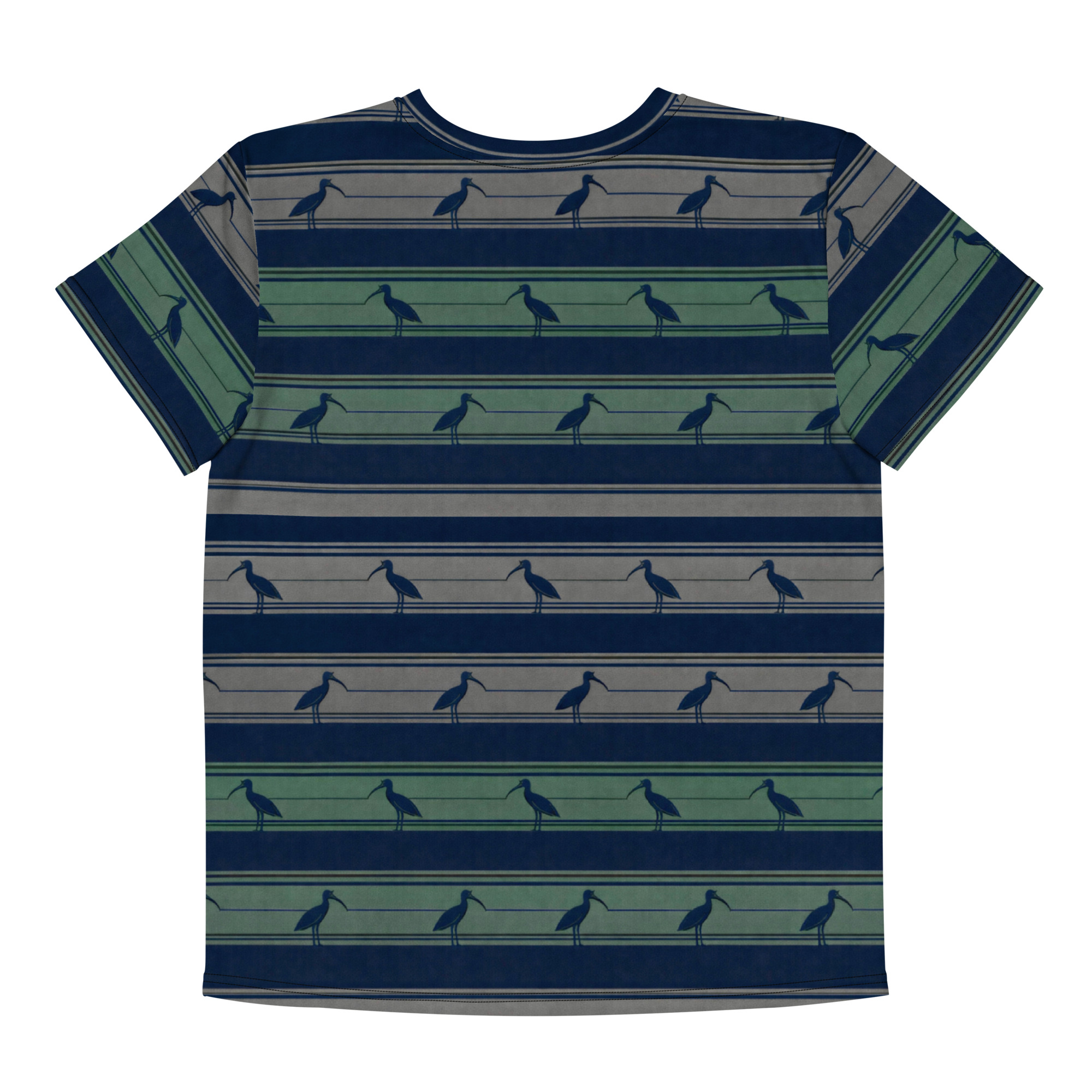 Ibis Tech Stripes – Youth cotton crew neck t-shirt – Navy, Olive, Tan - Image 4