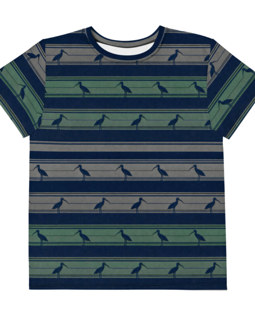 Ibis Tech Stripes – Youth cotton crew neck t-shirt – Navy, Olive, Tan