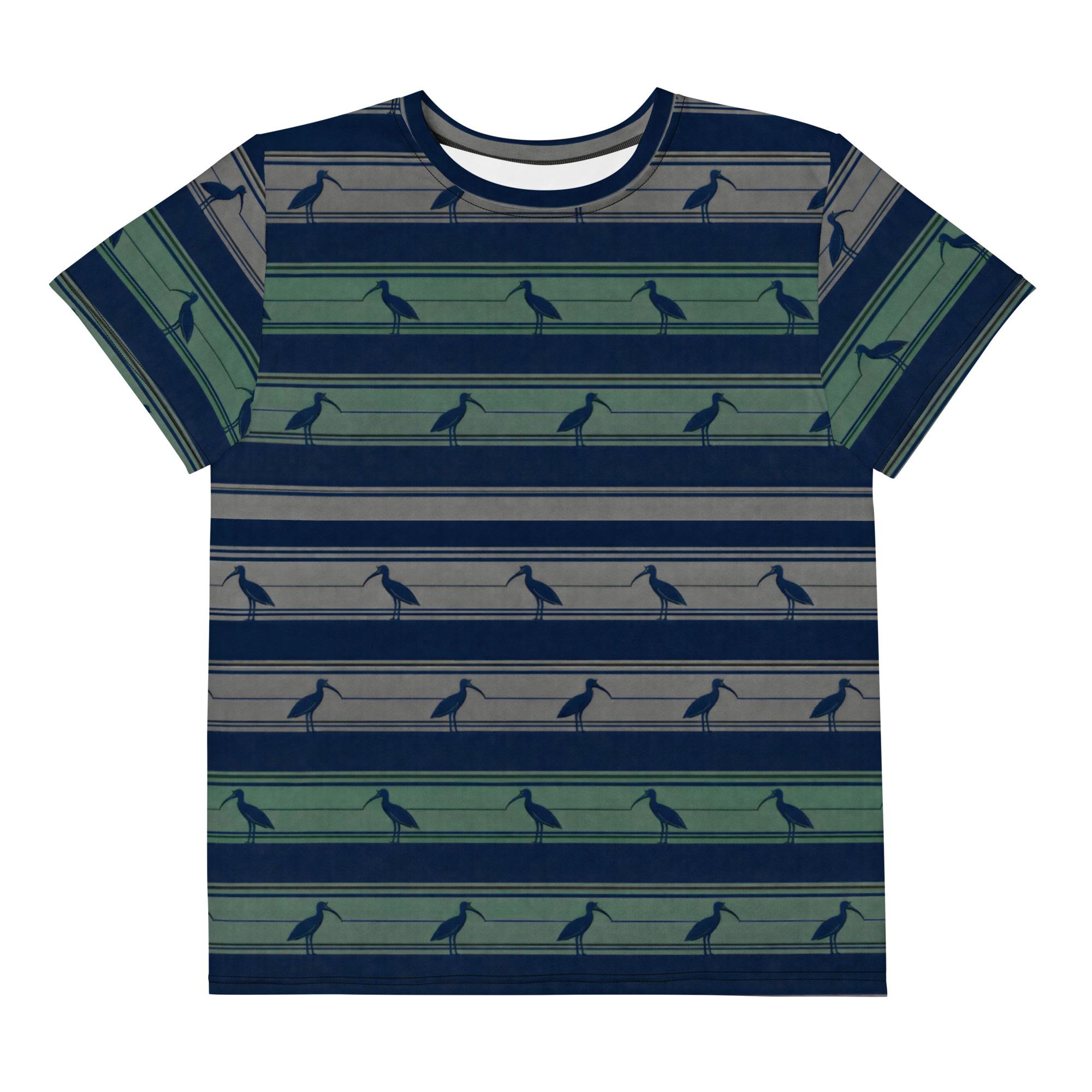 Ibis Tech Stripes – Youth cotton crew neck t-shirt – Navy, Olive, Tan