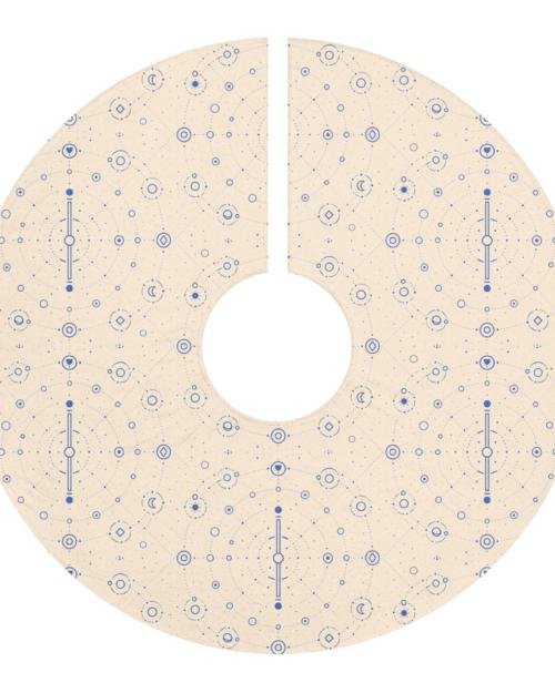 Onegodian Galaxy: Thirteen Worlds Orbit Chain™ – Christmas tree skirt – Tan & Navy