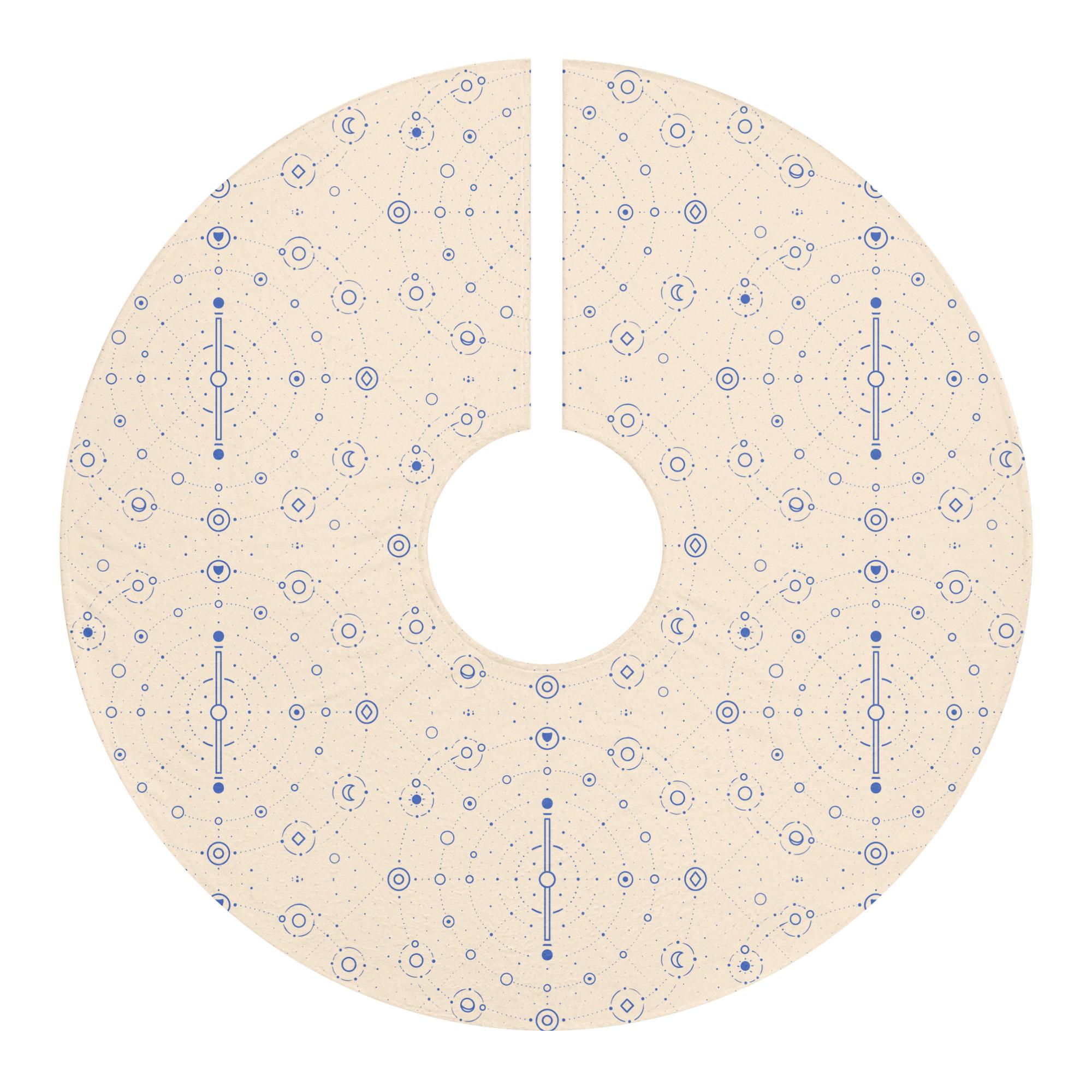 Onegodian Galaxy: Thirteen Worlds Orbit Chain™ – Christmas tree skirt – Tan & Navy