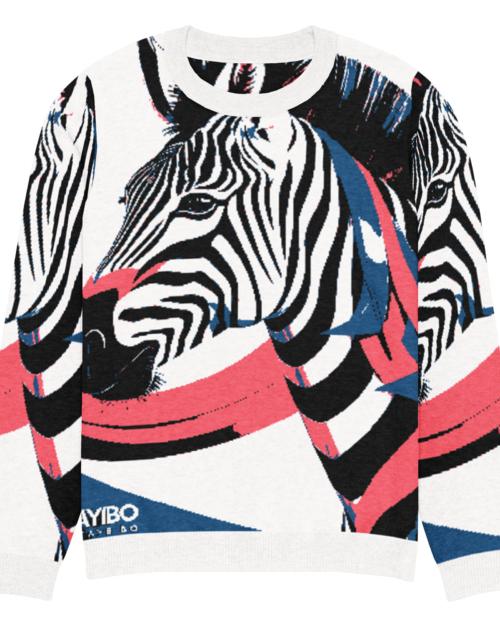 Hayibo: The Colorful Zebra – Knitted crew neck sweater