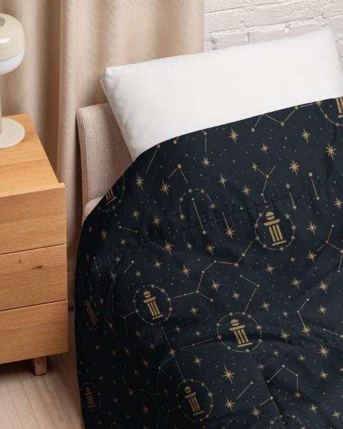 O.Galaxy: Luminel Axis Constellation Grid™ – Comforter – Black & Gold