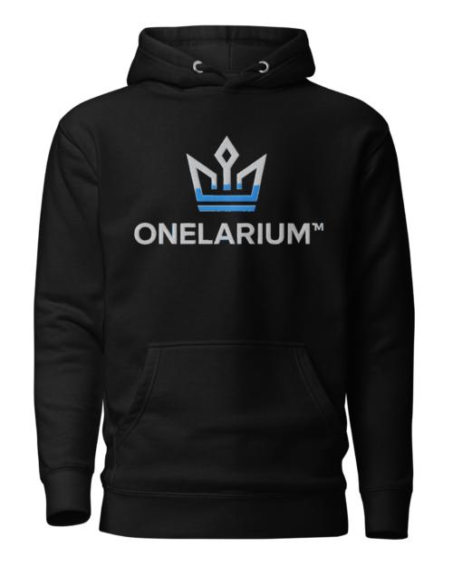 Onelarium: Design 01 – Unisex Hoodie – White & Aqua