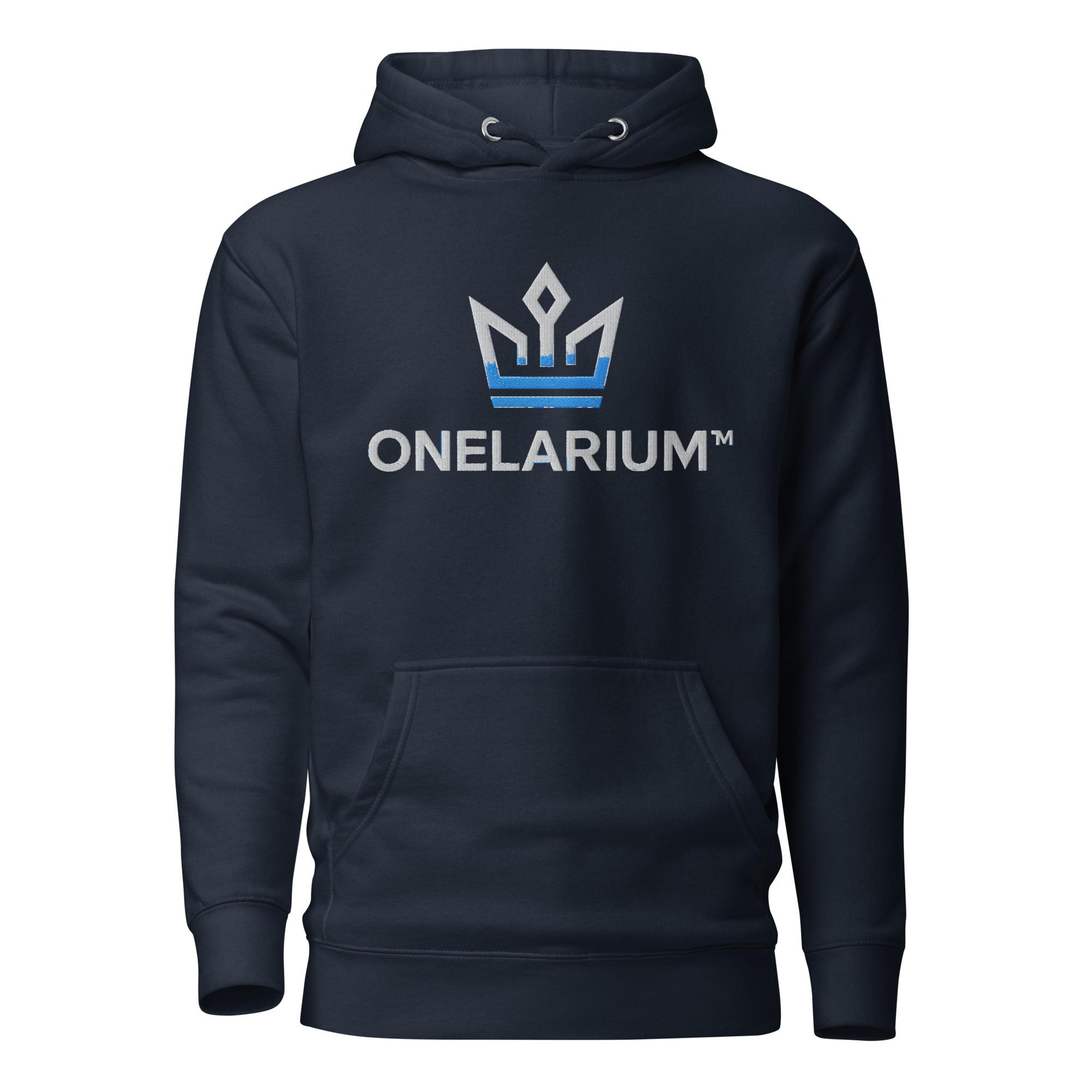 Onelarium: Design 01 – Unisex Hoodie – White & Aqua - Image 3