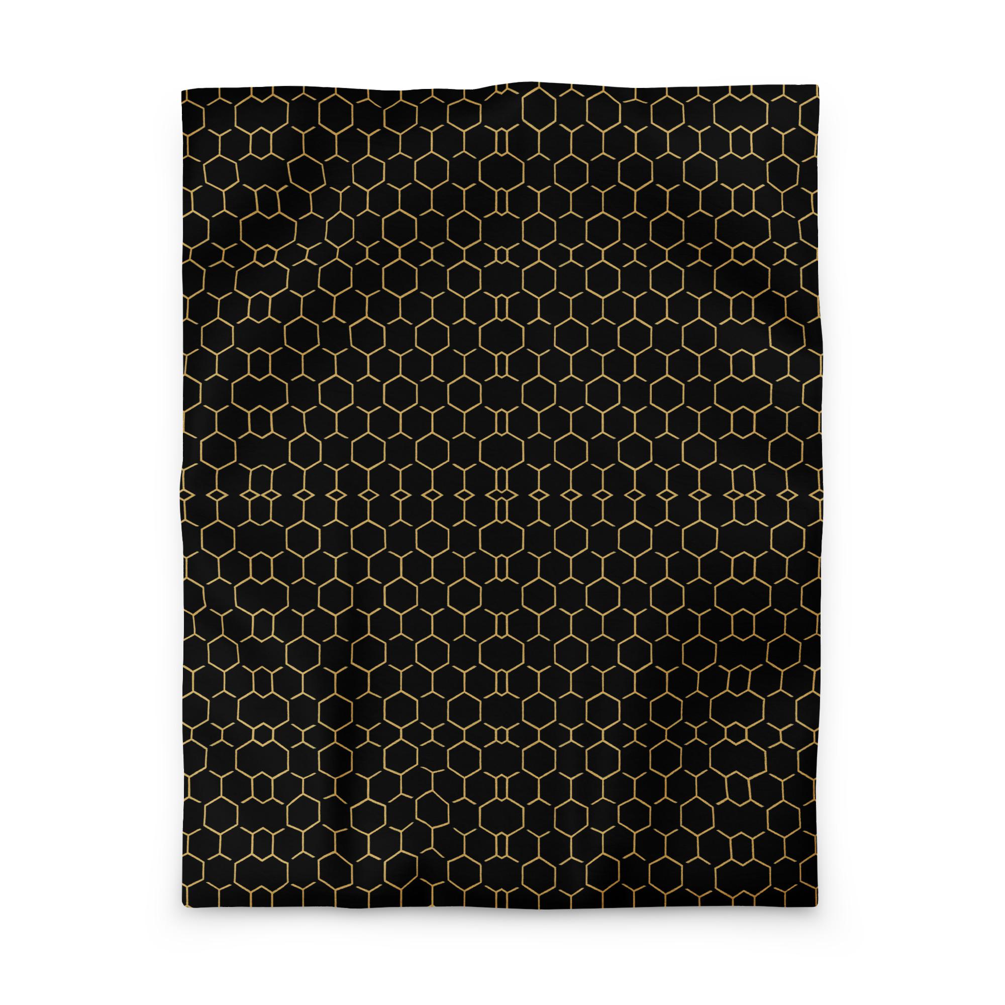TALISHÉN: Steel Spine Hex Pattern – Duvet cover – Black & Gold