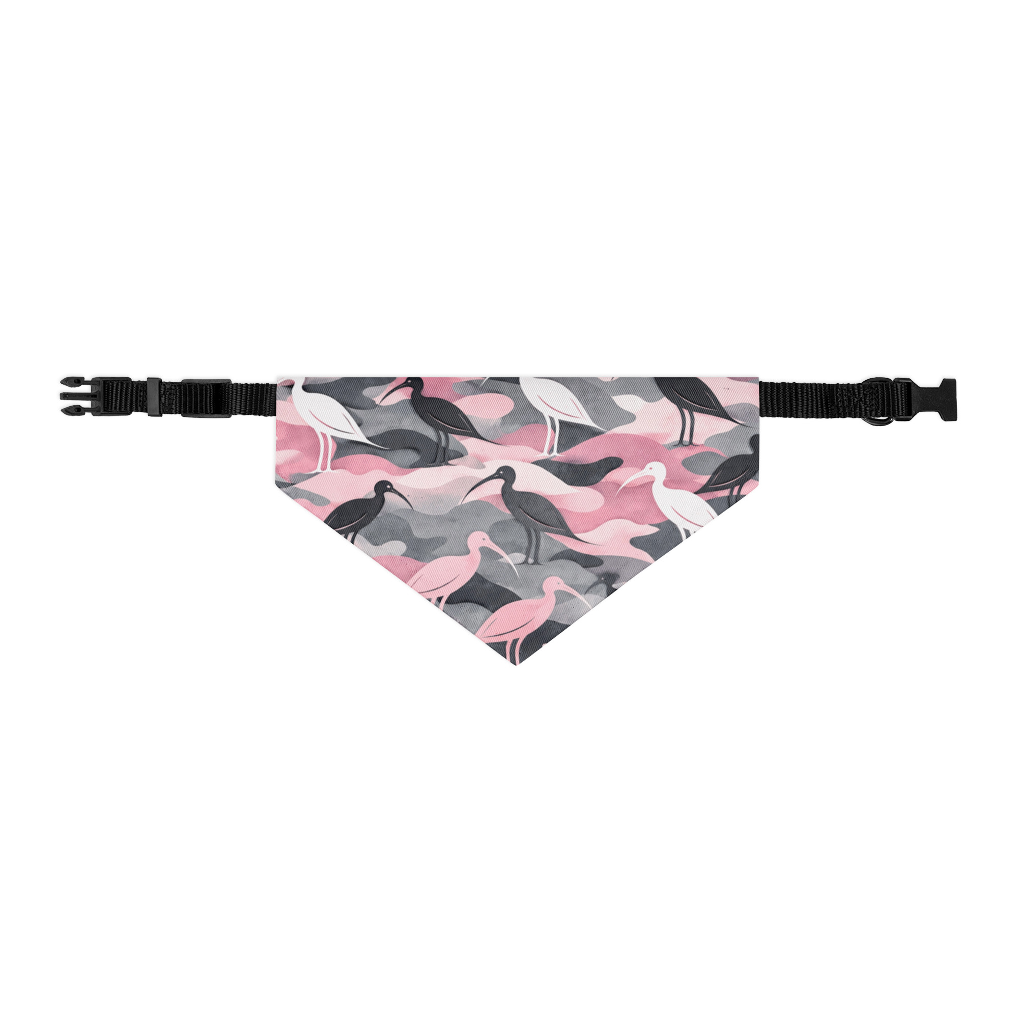 Modern Camouflage Ibis – Pet bandana collar – Pink, Gray & White - Image 2