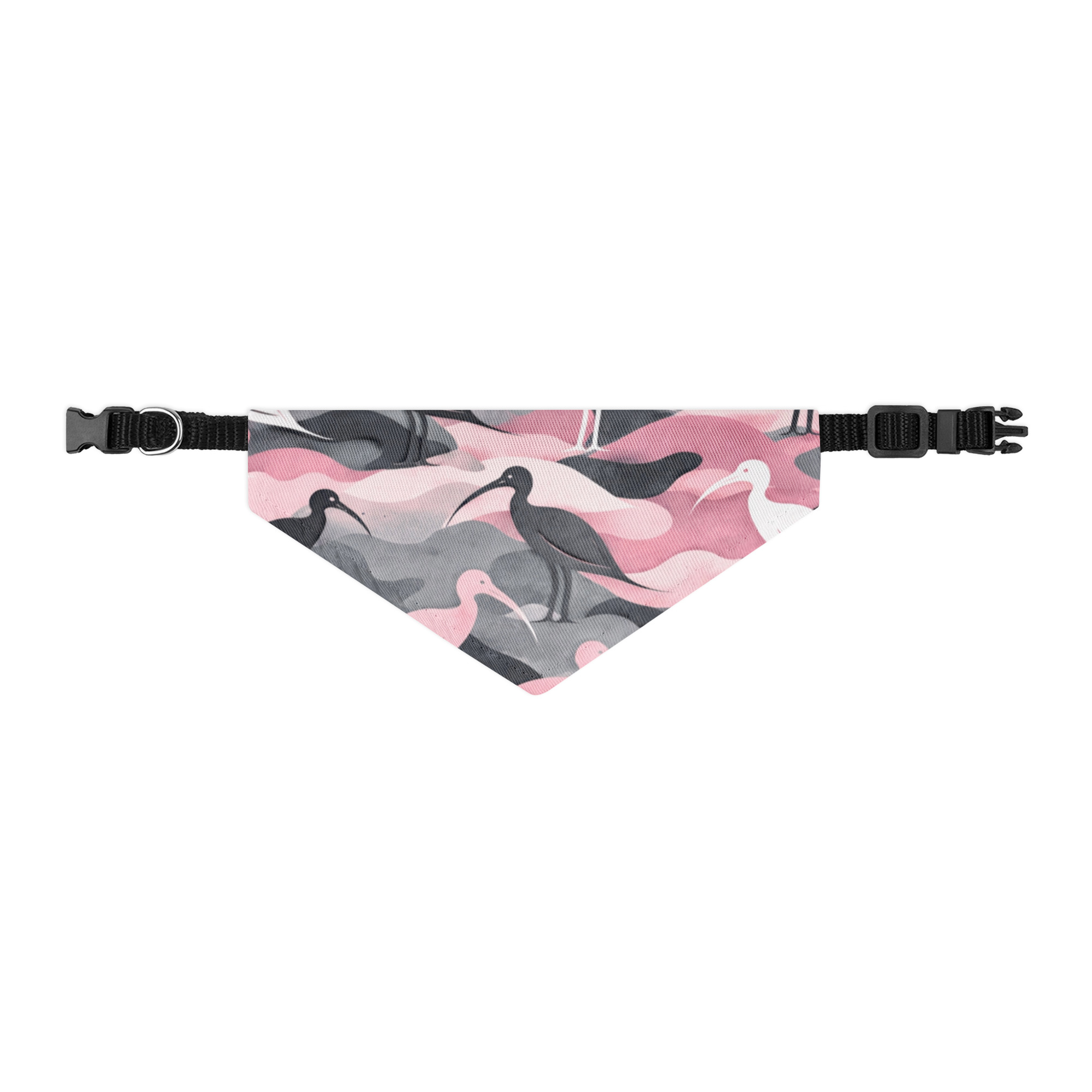 Modern Camouflage Ibis – Pet bandana collar – Pink, Gray & White - Image 3