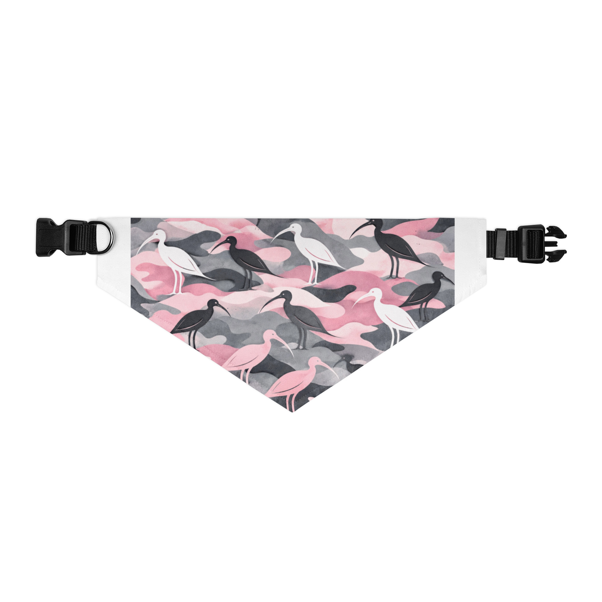 Modern Camouflage Ibis – Pet bandana collar – Pink, Gray & White - Image 4